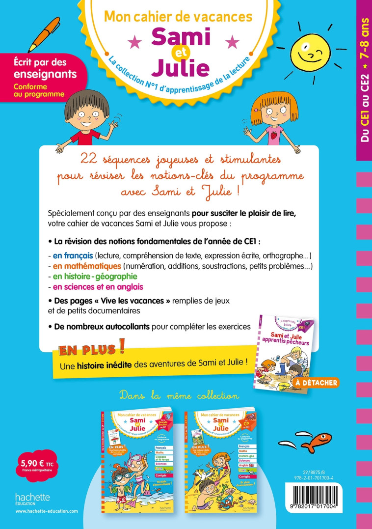 Sami et Julie - Du CE1 au CE2 - Cahier de vacances 2024 - Thérèse Bonté - HACHETTE EDUC