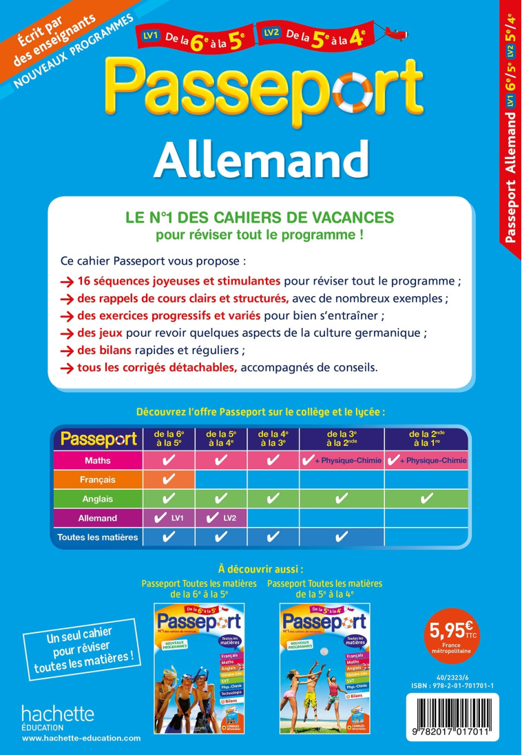 Passeport - Allemand de la 6e à la 5e ou de la 5e à la 4e - Cahier de vacances 2021 - Marie-Christine Despas - HACHETTE EDUC