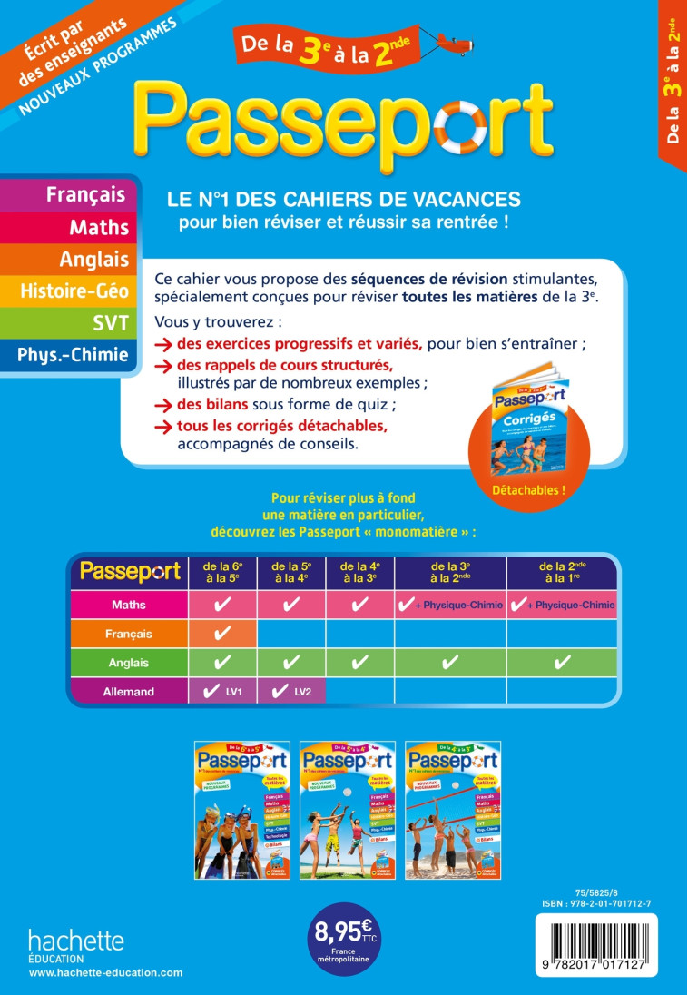 Passeport - Toutes les matières de la 3e à la 2de - Cahier de vacances 2021 - Christophe Douay - HACHETTE EDUC