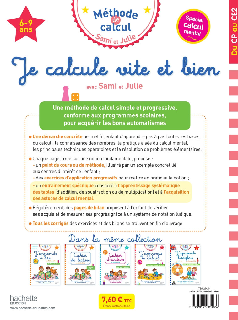 Je calcule vite et bien CP au CE2 avec Sami et Julie - Yves Naze - HACHETTE EDUC