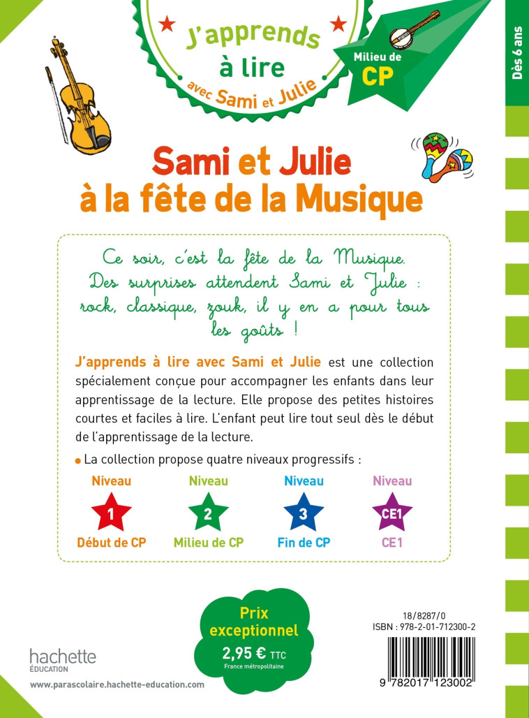 Sami et Julie CP niveau 2 La fête de la musique - Emmanuelle Massonaud - HACHETTE EDUC