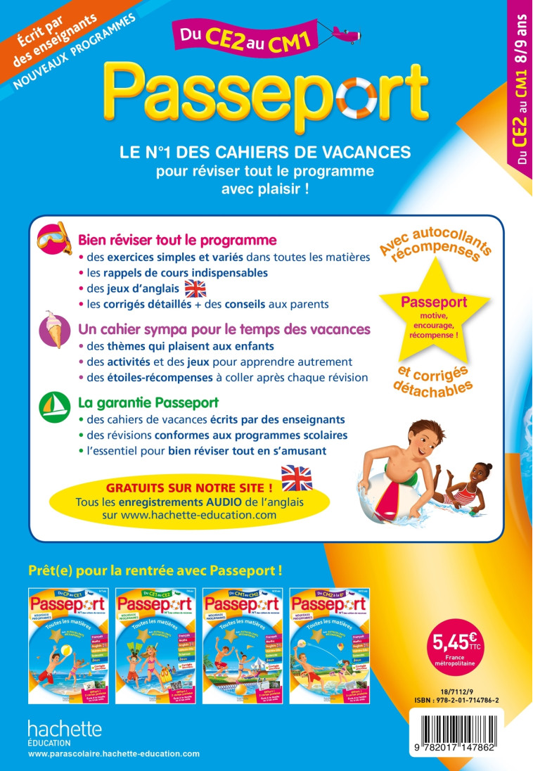 Passeport - Du CE2 au CM1 (8-9 ans) - Cahier de vacances 2022 - Michèle Bacon - HACHETTE EDUC