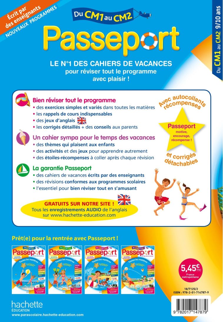 Passeport - Du CM1 au CM2 (9-10 ans) - Cahier de vacances 2022 - Claire Barthomeuf - HACHETTE EDUC