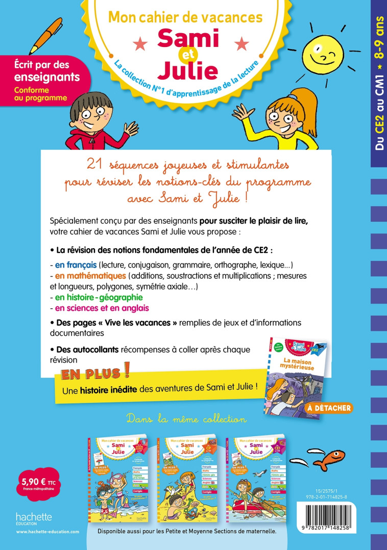 Sami et Julie - Du CE2 au CM1 - Cahier de vacances 2024 - Thérèse Bonté - HACHETTE EDUC