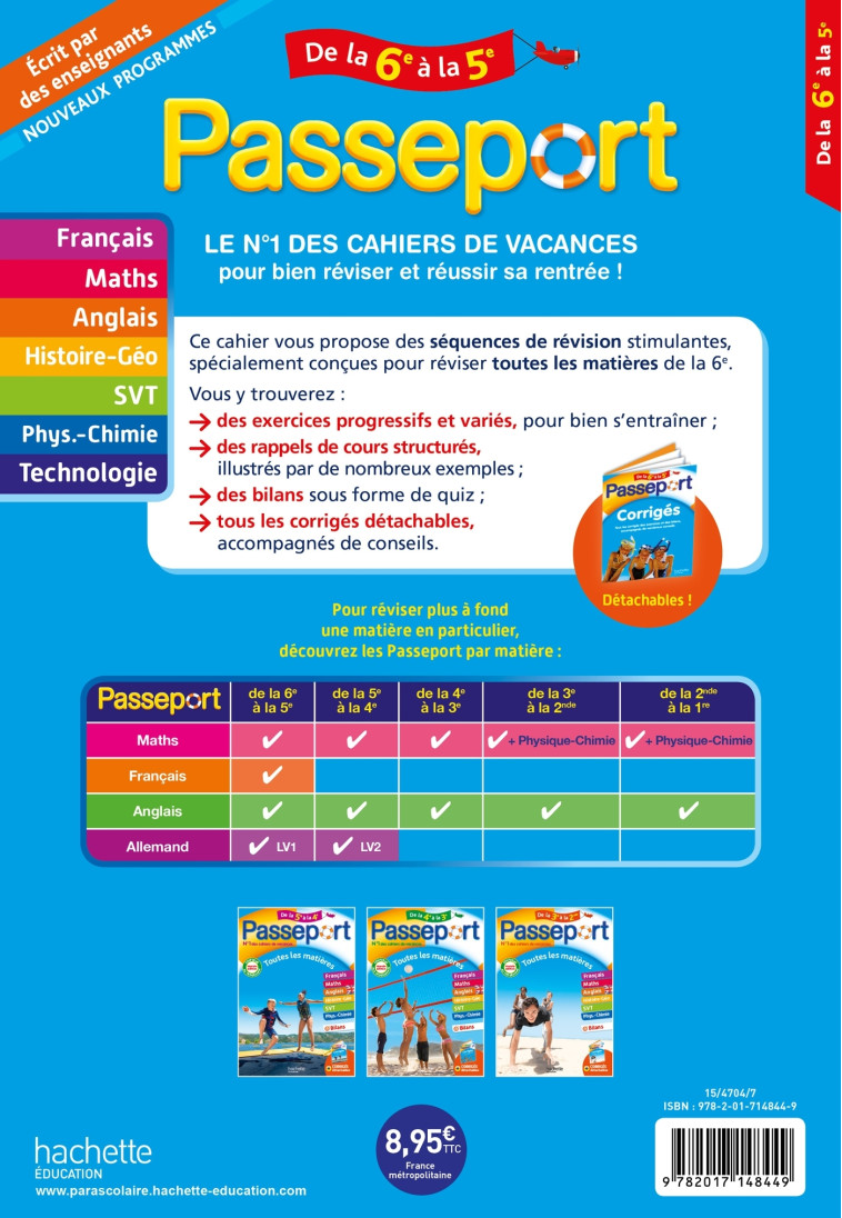 Passeport - Toutes les matières - De la 6e à la 5e - Cahier de vacances 2024 - Isabelle Lisle - HACHETTE EDUC