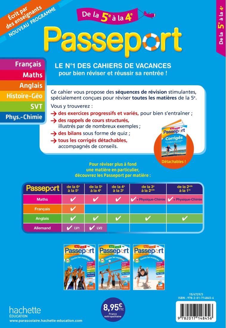 Passeport - Toutes les matières - De la 5e à la 4e - Cahier de vacances 2024 - Isabelle Lisle - HACHETTE EDUC