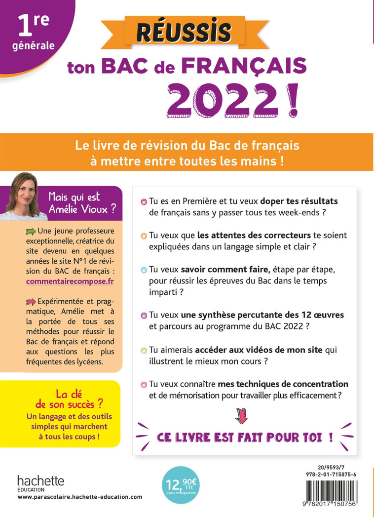 Réussis ton Bac de français 2022 avec Amélie Vioux - Amélie Vioux - HACHETTE EDUC