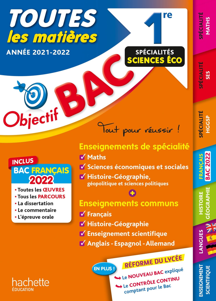 Objectif Bac Toutes les matières 1re Spécialités sciences éco BAC 2022 - Isabelle Lisle - HACHETTE EDUC