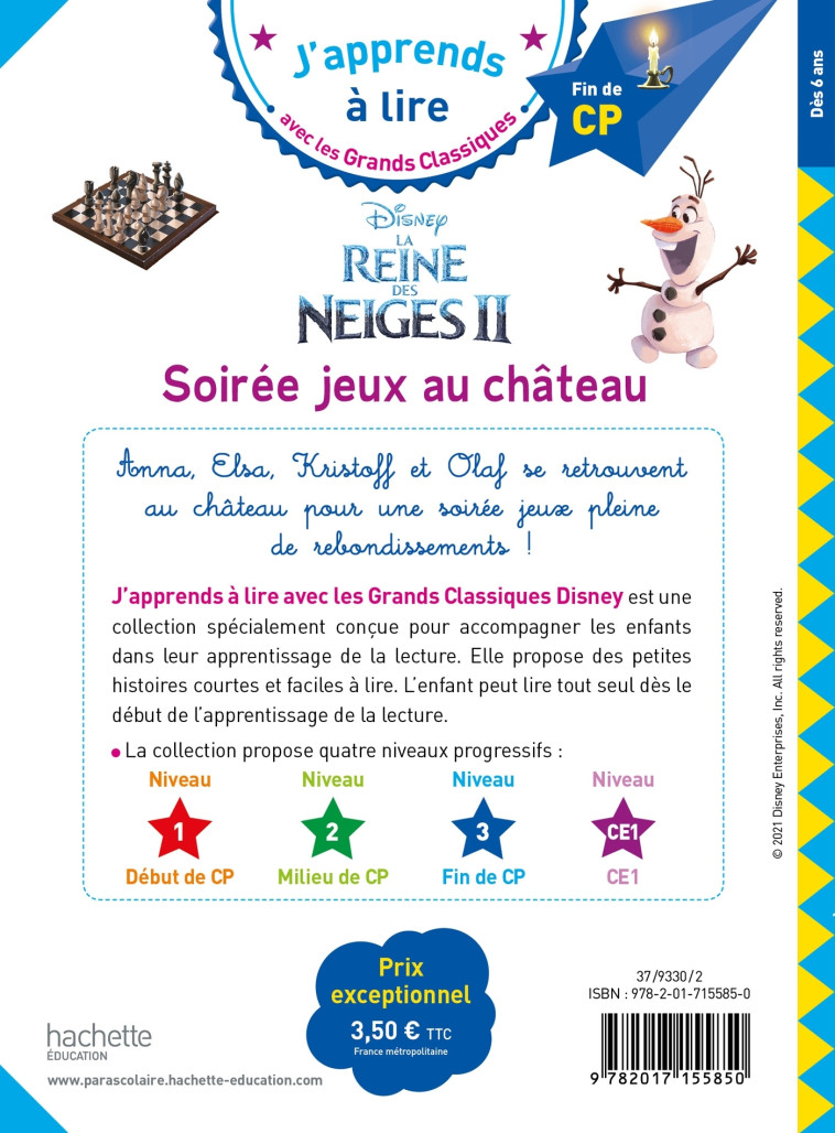 Disney - La Reine des Neiges 2, Soirée jeux au château, CP Niveau 3 - Isabelle Albertin - HACHETTE EDUC