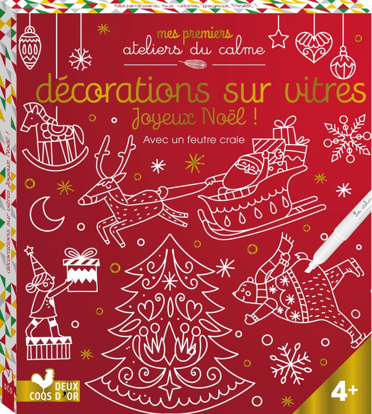 Décorations sur vitres Joyeux Noël - boîte avec accessoires - CINZIA SILEO - DEUX COQS D OR