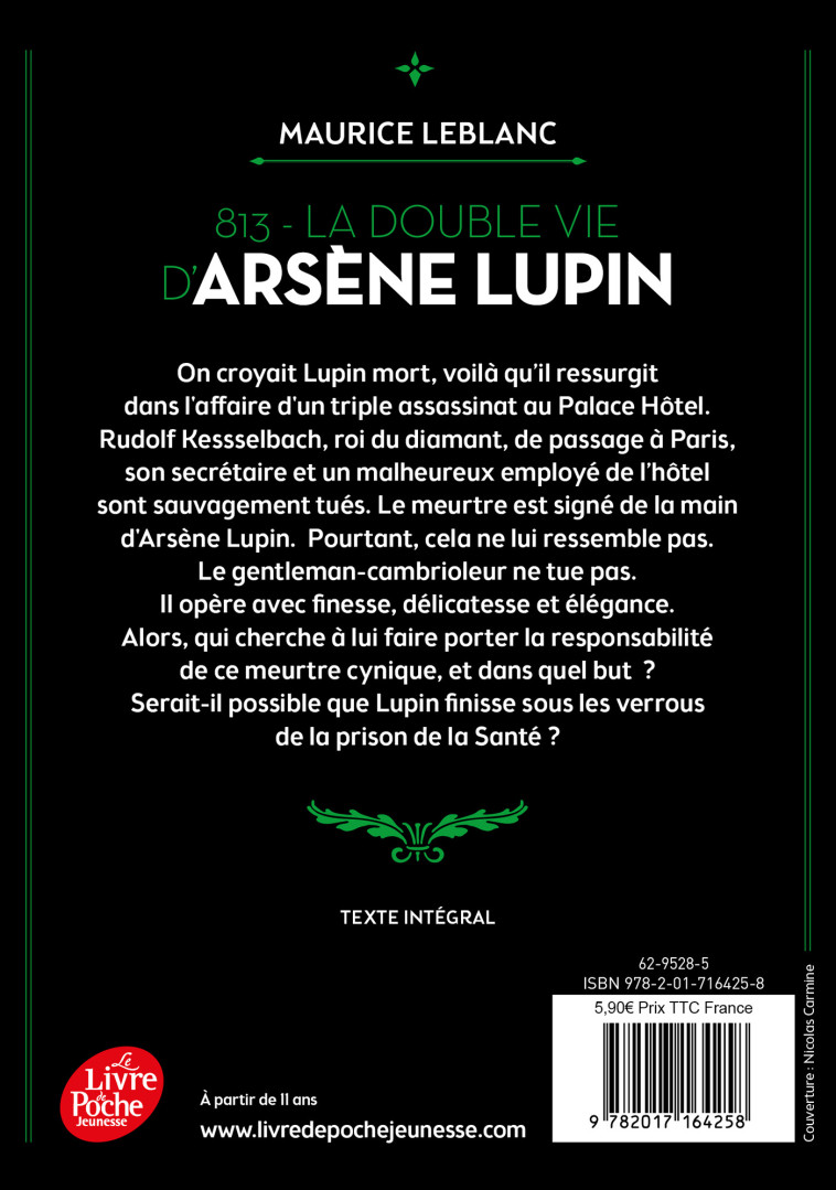 813 - La double vie d'Arsène Lupin - Maurice Leblanc - POCHE JEUNESSE