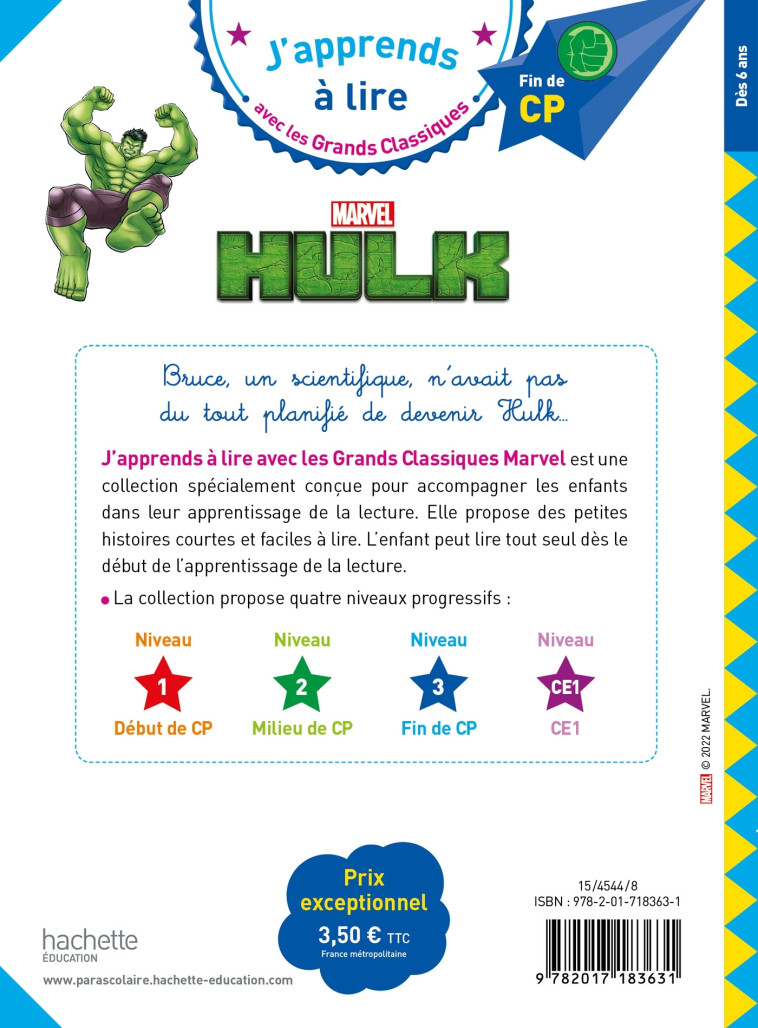 Disney - Marvel - Hulk, CP Niveau 3 - Isabelle Albertin - HACHETTE EDUC