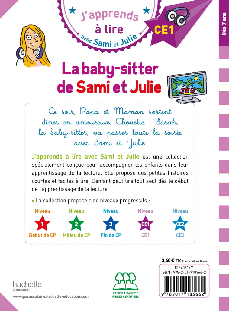 Sami et Julie CE1  La baby-sitter de Sami et Julie - Thérèse Bonté - HACHETTE EDUC