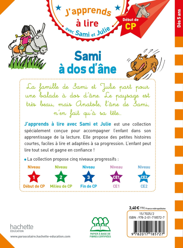 Sami et Julie CP Niveau 1 Sami à dos d'âne - Thérèse Bonté - HACHETTE EDUC