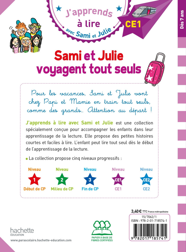 Sami et Julie CE1  Sami et Julie voyagent tout seuls - Thérèse Bonté - HACHETTE EDUC