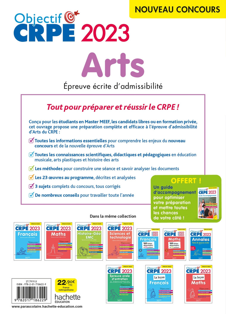 Objectif CRPE 2023 - Arts - Epreuve écrite d'admissibilité - Anne-Sophie Molinié - HACHETTE EDUC