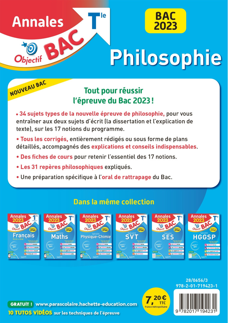 Annales Objectif BAC 2023 - Philosophie - Yohann Durand - HACHETTE EDUC