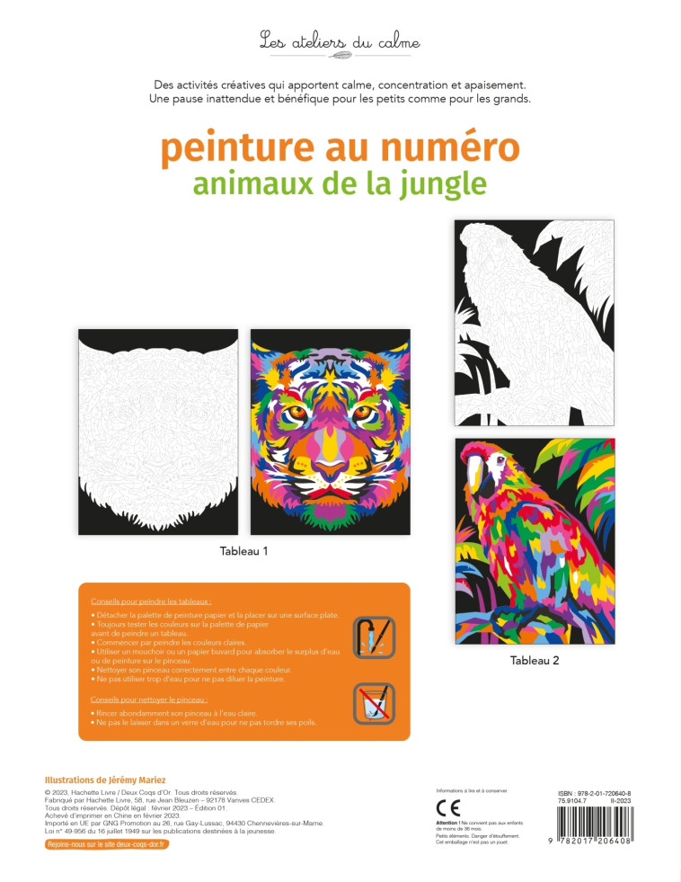 Peinture au numéro - animaux de la jungle - Jérémy Mariez - DEUX COQS D OR