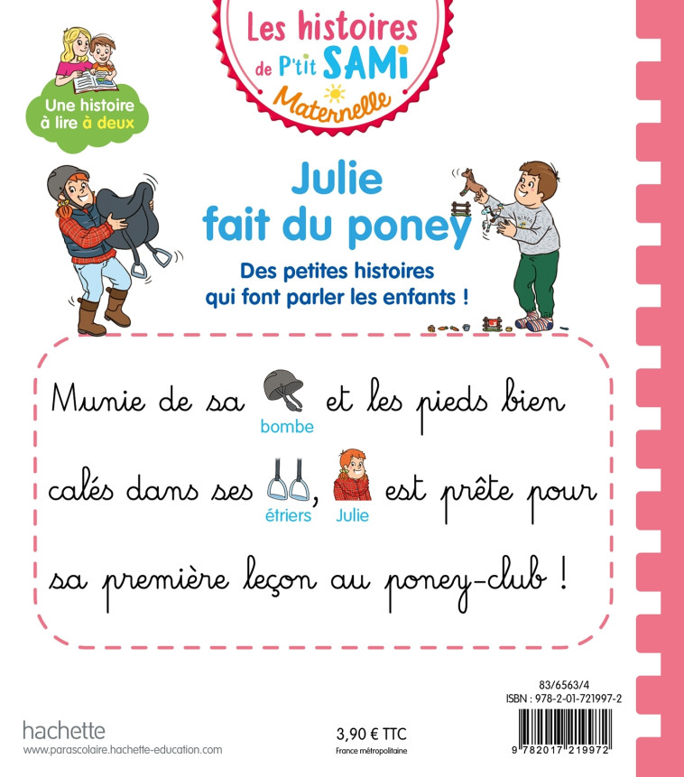 Les histoires de P'tit Sami Maternelle (3-5 ans) : Julie fait du poney - Alain Boyer - HACHETTE EDUC