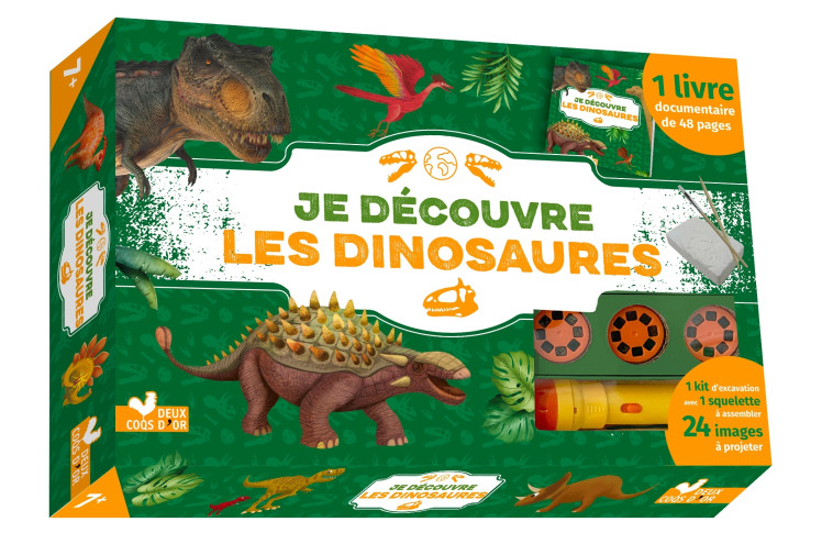 Je découvre les dinos - coffret avec lampe et kit excavation - Eric Mathivet - DEUX COQS D OR