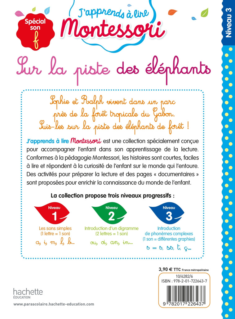 Sur la piste des éléphants, niveau 3 - J'apprends à lire Montessori - Charlotte Jouenne - HACHETTE EDUC