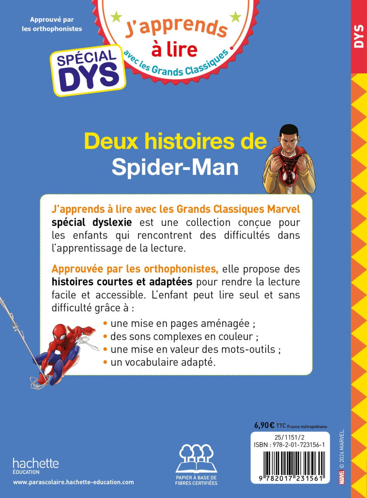 Disney - Marvel - Deux histoires de Spider-Man - Spécial DYS (dyslexie) - Isabelle Albertin - HACHETTE EDUC