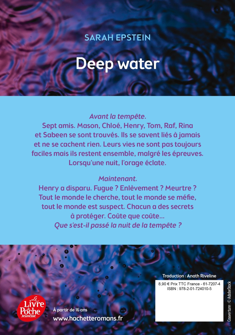 Deep Water - Sarah EPSTEIN - POCHE JEUNESSE