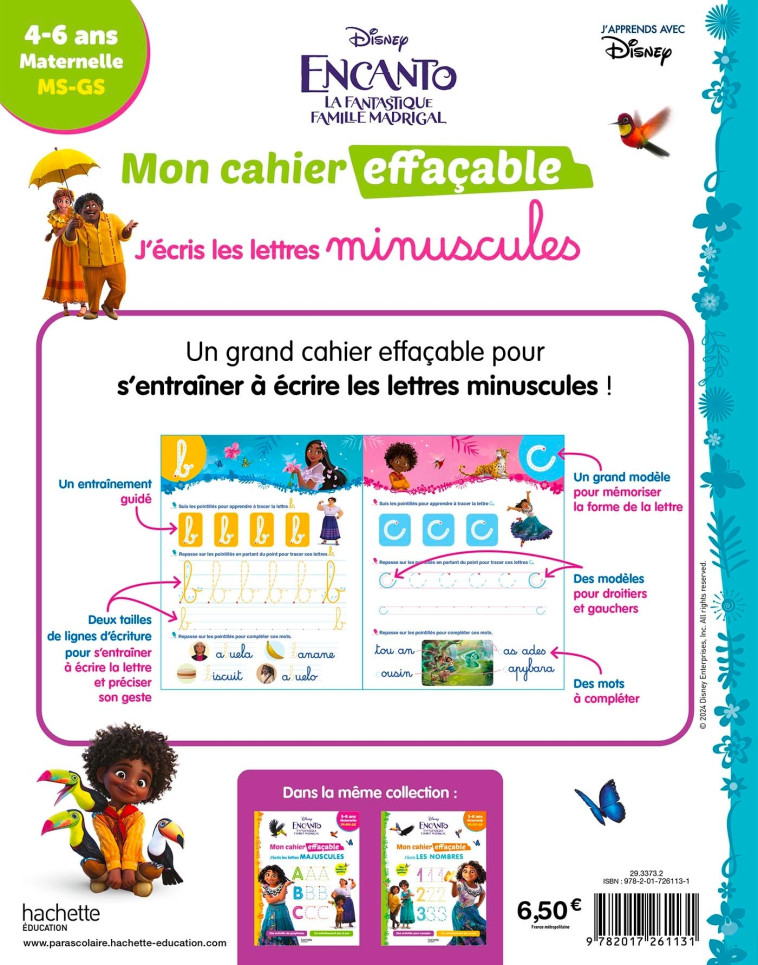 Disney - Encanto - Mon cahier effaçable - J'écris les lettres minuscules (4-6 ans) -   - HACHETTE EDUC