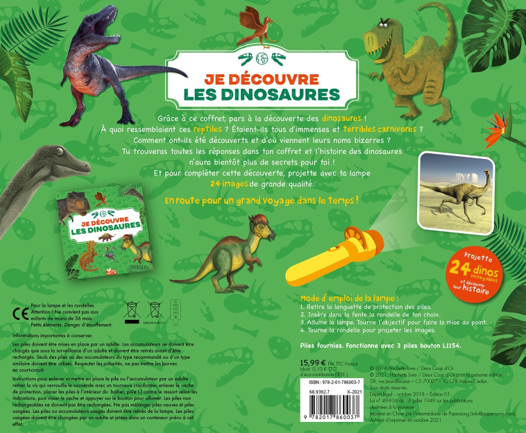 Je découvre les dinosaures - coffret avec lampe -   - DEUX COQS D OR