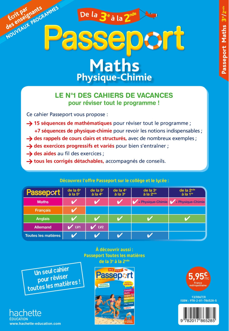 Passeport - Maths-Physique-Chimie de la 3e à la 2de - Cahier de vacances 2021 - Christophe Douay - HACHETTE EDUC