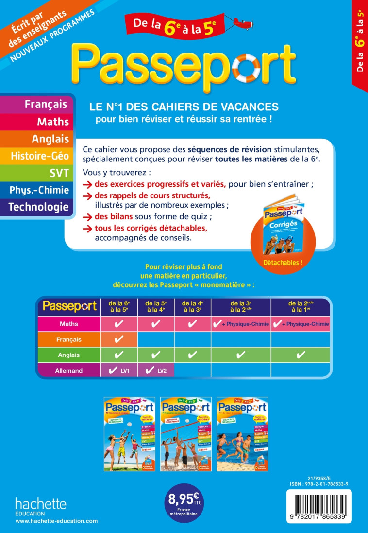 Passeport - Toutes les matières de la 6e à la 5e - Cahier de vacances 2021 - Isabelle Lisle - HACHETTE EDUC