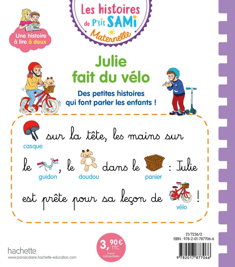 Les histoires de P'tit Sami Maternelle (3-5 ans) : Julie fait du vélo - Angela Portella - HACHETTE EDUC