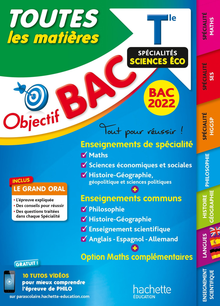 Objectif Bac Toutes les Matières Term Spécialités Sciences Eco BAC 2022 - A Blin - HACHETTE EDUC