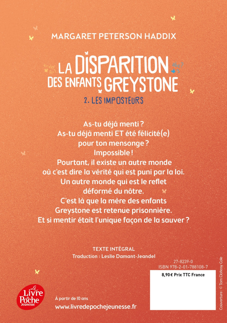 La disparition des enfants Greystone - Tome 2 - Margaret Peterson Haddix - POCHE JEUNESSE