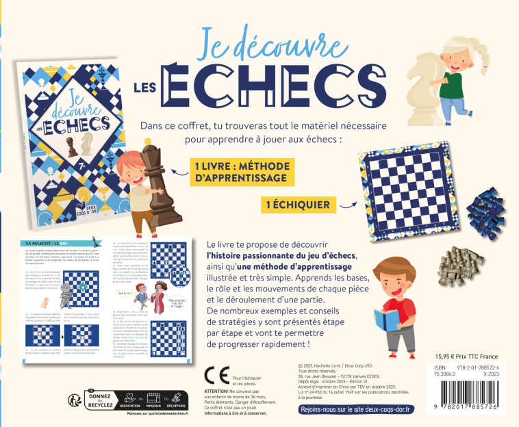 Je découvre les échecs - coffret avec plateau de jeu et méthode d'apprentissage - Jean-Michel Jakobowicz - DEUX COQS D OR