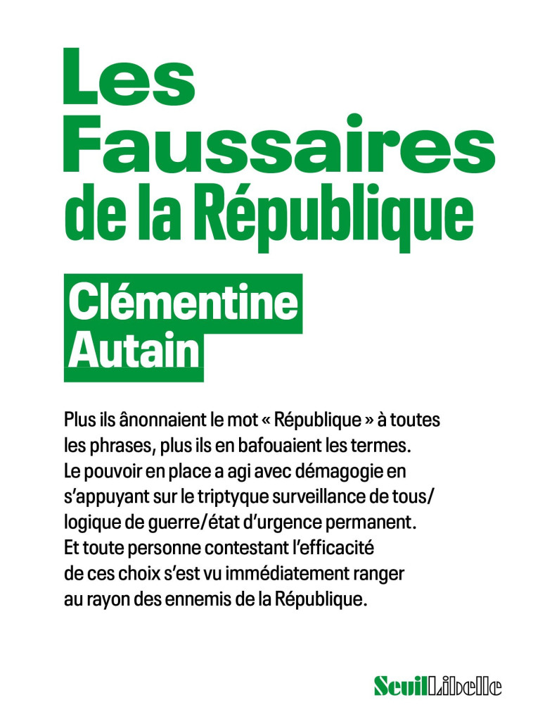 Les Faussaires de la République - Clémentine Autain - SEUIL