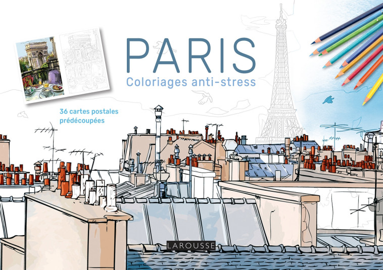 Paris carnet coloriages cartes postales -   - LAROUSSE