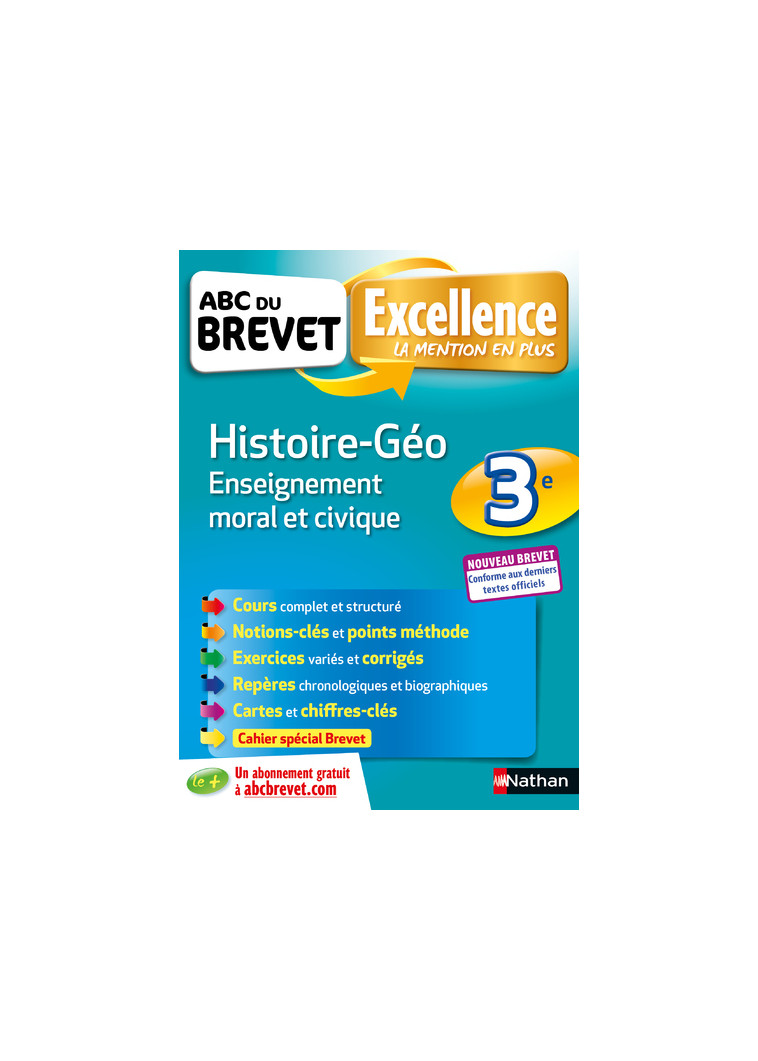 ABC Excellence Brevet Histoire-Géographie - Enseignement Moral et Civique 3e - Sandrine Gstalter - NATHAN