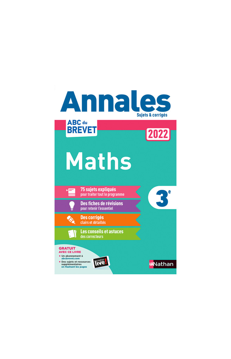 Annales Brevet 2022 Maths - Corrigé - Gilles Mora - NATHAN