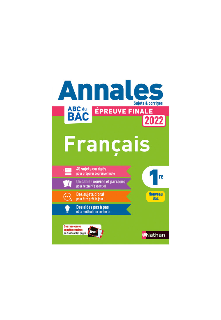 Annales Bac 2022 - Français 1re - Corrigé - Séléna Hébert - NATHAN