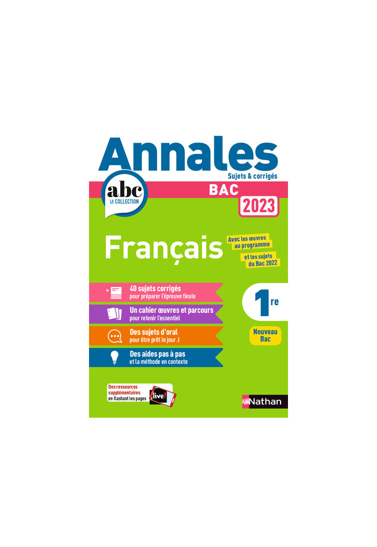 Annales Bac 2023 Français 1ère Corrigés - Anne Cassou-Noguès - NATHAN