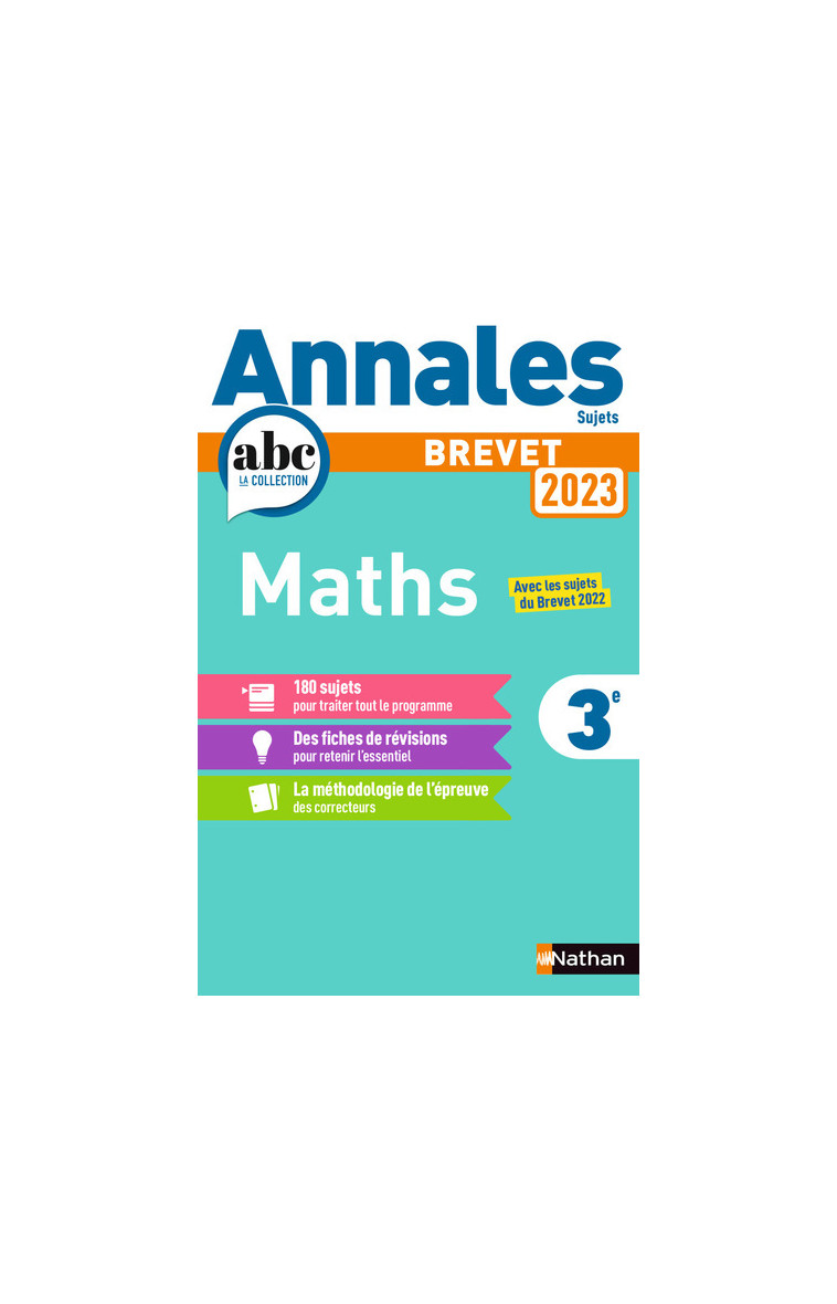 Annales Brevet 2023 Maths - Non Corrigé - Carole Feugère - NATHAN