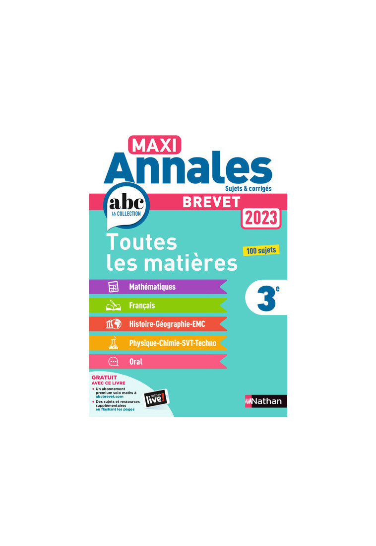 Maxi Annales Brevet 2023-Corrigé - Thomas Bouhours - NATHAN