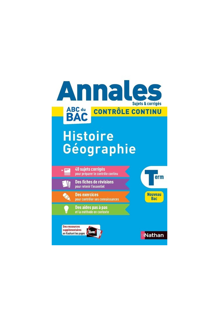 Annales Bac 2024 - Histoire Géographie Terminale- Corrigé - Cécile Vidil - NATHAN