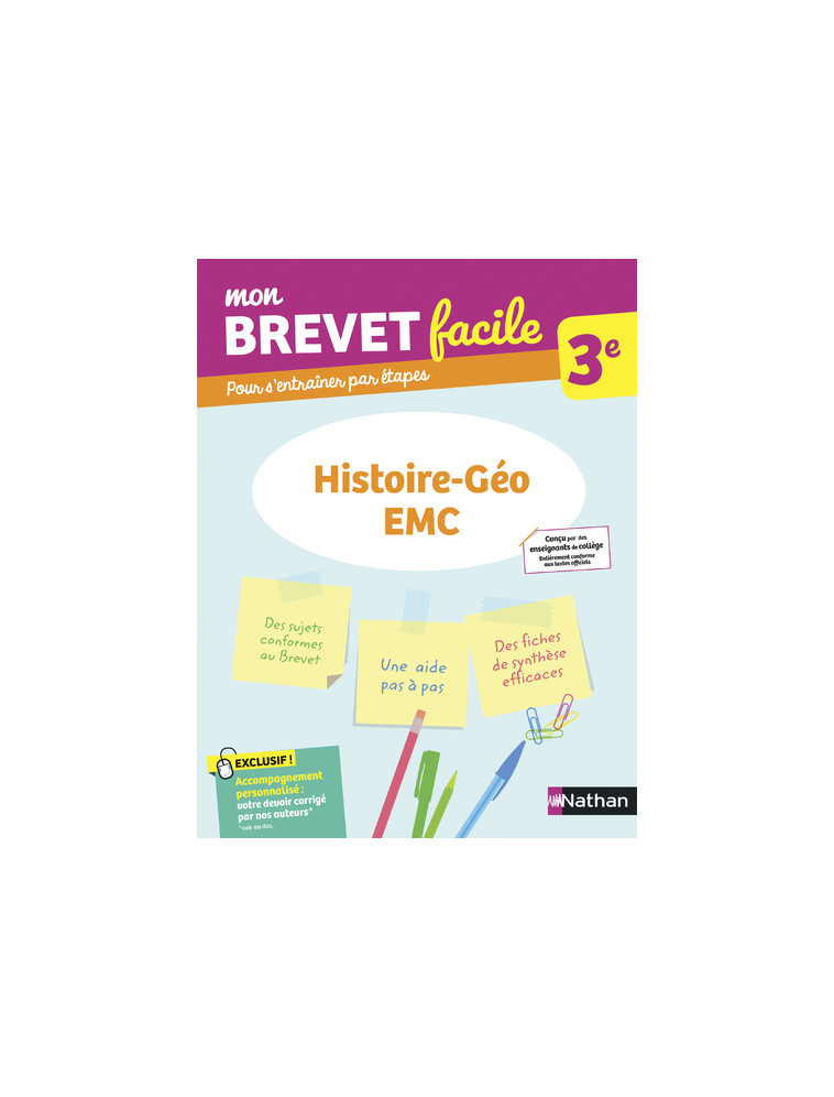 Mon Brevet facile - Histoire-Géo / EMC 3e - Pascal Jezequel - NATHAN