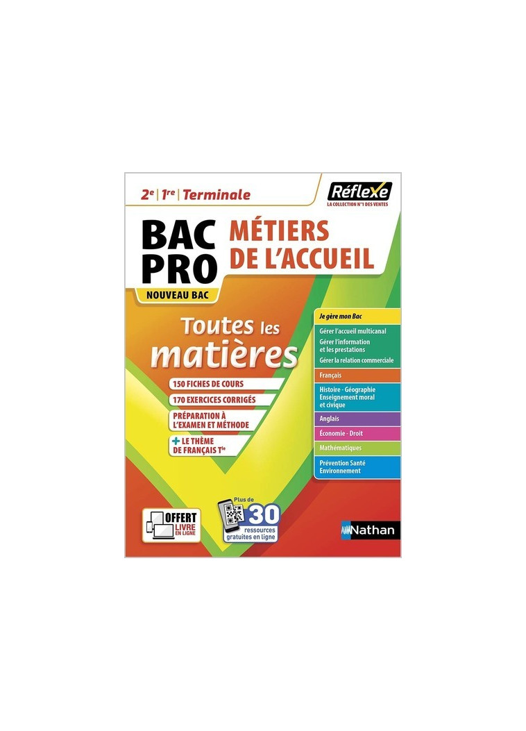 Toutes les matières Bac Pro Métiers de l'accueil (Réflexe N°18) 2021 - Dominique Beddeleem - NATHAN