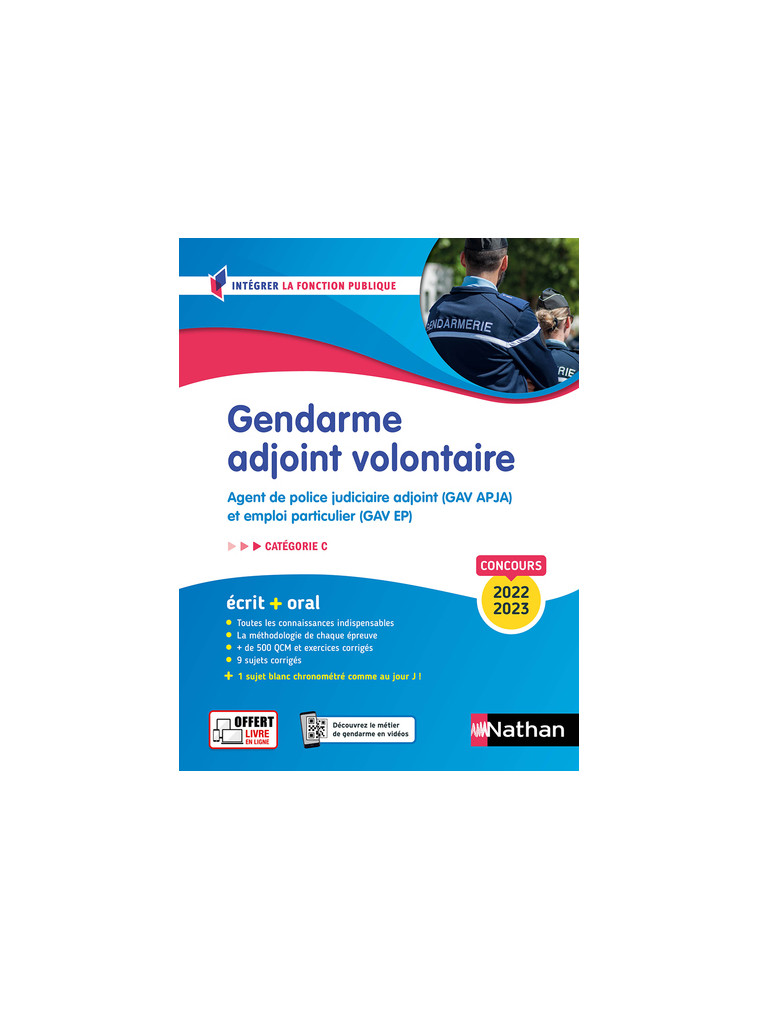 Gendarme adjoint volontaire - Tout en un - Intégrer la fonction publique - 2022/2023 - Loïc Valentin - NATHAN