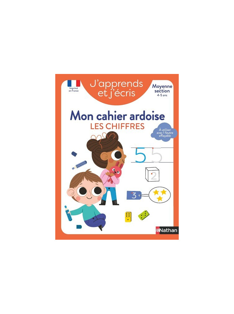 J'apprends et j'écris - Mon cahier ardoise Les chiffres MS - Fabienne Rousseau - NATHAN