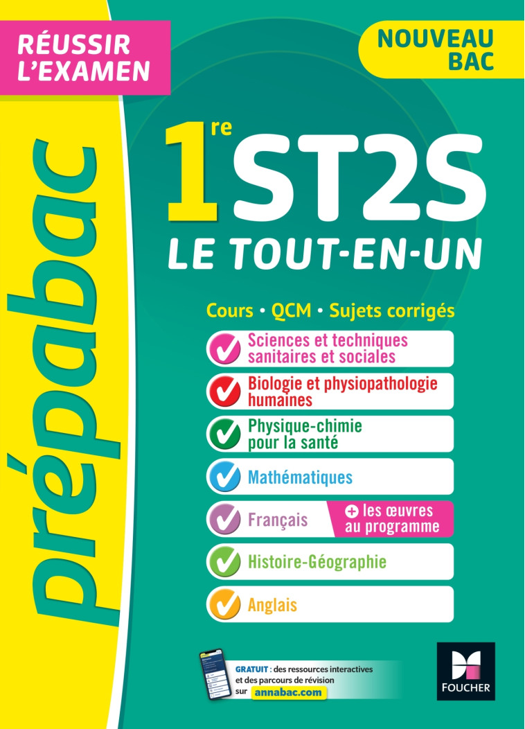 Prépabac 1re ST2S - Toutes les matières - Cours et entraînement au contrôle continu 2025 - Thomas Brunet - FOUCHER