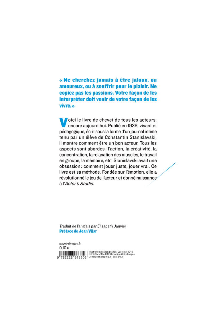 La formation de l'acteur - Constantin Stanislavski - PAYOT